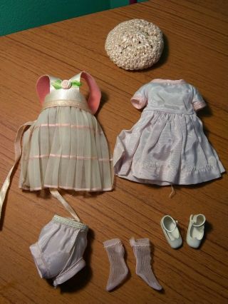 Vintage Pink Dress,  Hat,  Shoes,  And Socks For A 7 1/2 " Betsy Mccall Doll