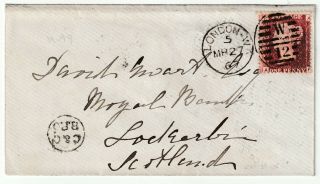 1867 London W12 Duplex David Ewart Rbofs Lockerby C & G R P O Railway Postmark