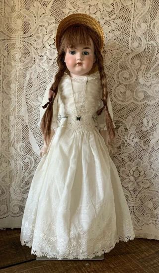 Armand Marseille 370 5 1/2 Dep Antique Doll Germany Bisque Head Leather