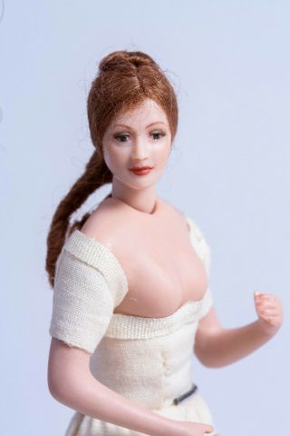 Dollhouse Miniatures Undressed Porcelain Female Doll Red Hair,  Virginia Orenyo