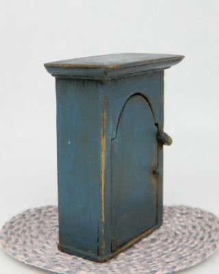 Vintage Cindy Malon Blue Wall Cabinet 13 Artisan Dollhouse Miniature 1:12 3