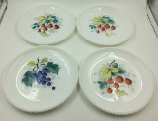 Vintage Westmoreland Milk Glass Plates Set Of 4 Handpainted Read