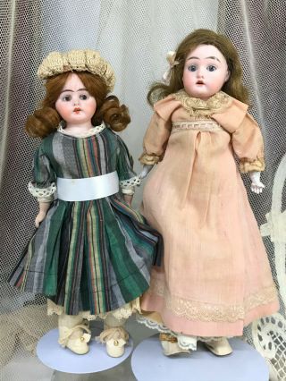 Pair Antique German Dolls From Estate - 14 " 1894 Am & 13 ".  L & H