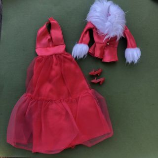 Htf Vintage 1974 Sears Exclusive Barbie Doll Outfit Red Halter Gown Set