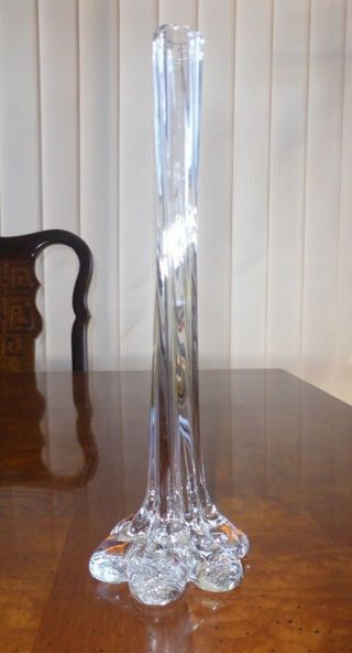 Vintage Clear Glass Elephant Foot Vase 29cm Tall 9.  5cm Base