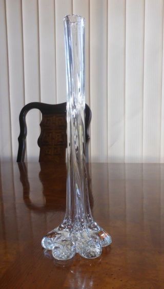 Vintage Clear Glass Elephant Foot Vase 29cm tall 9.  5cm base 2