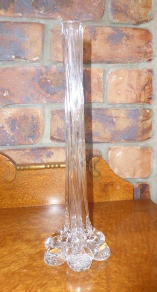 Vintage Clear Glass Elephant Foot Vase 29cm tall 9.  5cm base 3