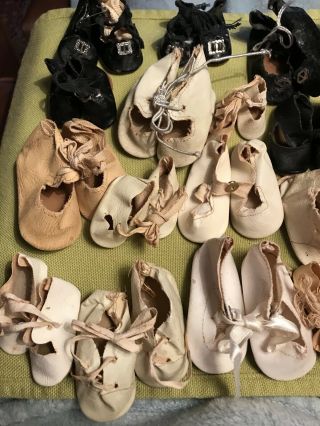 23 Pair Doll Shoes Antique Dolls French Bisque 2