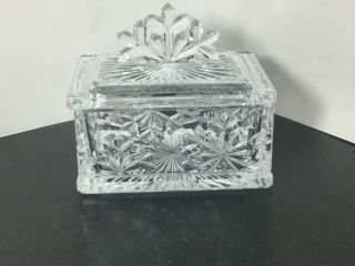 Teleflora - 24 Lead Crystal - Rectangle Trinket Box W/ Lid - France - Snowflake