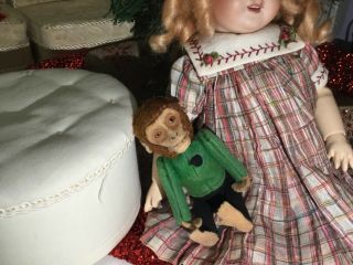 Rare Antique Vintage 4” Schuco Monkey Bellhop Ca1920 Great For Cissy Or Bleuette