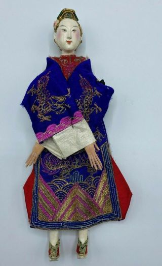Antique Chinese Opera Paper Mache Doll,  10.  1/4 ",  Early 1900s`