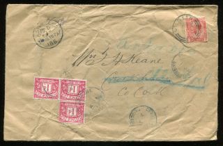 Uk Gb - Dublin Ireland 1917 George V Cover To Cork - More To Pay - Postage Due