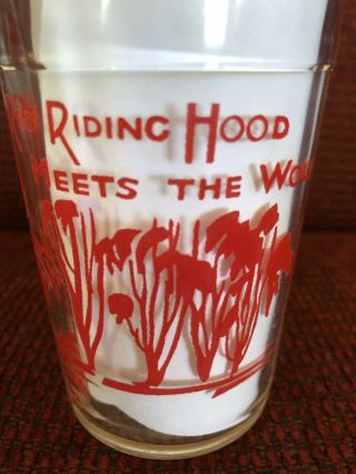 Vintage Hazel Atlas Little Red Riding Hood Fairy Tale Drinking Glass 4”