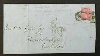 Great Britain - Qvic 4d Carmine Red On 1855 Entire To Knaresborough