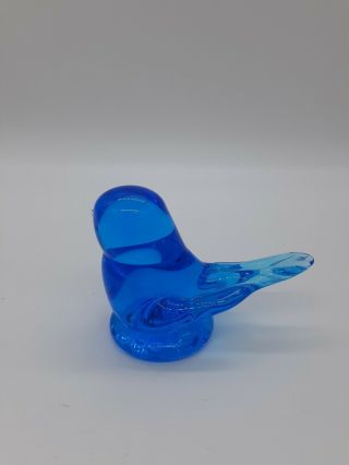 Leo Ward Signed Bluebird Of Happiness Glass Bird Paperweight Figurine 1998