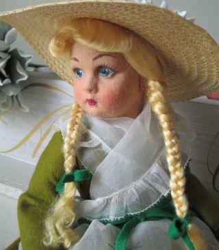 Vintage 14 " Lenci Girl Doll Felt Italy With Tags