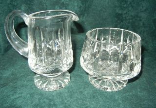 Vintage Signed Waterford Crystal Footed Sugar & Creamer Unknown Pattern