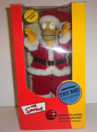 The Simpsons Large Talking Dancing Homer Simpson Santa 2002 Christmas Aminated