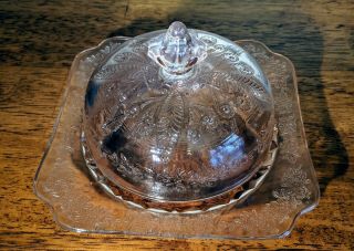 Vintage Pink Depression Glass Lidded Cheese Dish