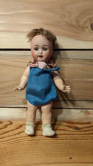 Antique German Bisque Head Doll 201 Germany 8 " Glass Eyes