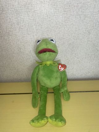 Disney Muppets 16 " Ty Beanie 2013 Kermit The Frog Plush Stuffed Toy Doll D9