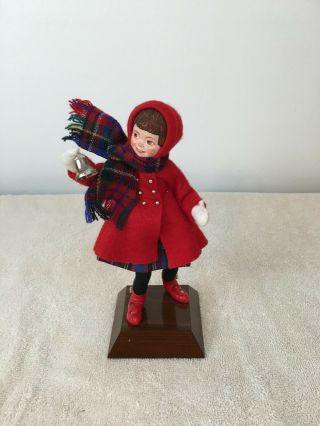 Simpich Character Doll Girl Caroler With Bell Vintage 8” Tall Christmas