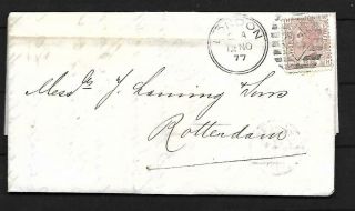 Gb,  Qv 1877 Cover To Rotterdam,  From London,  2 1/2d Rate,  Plt 8,  Sg 141