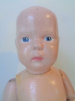 Antique Schoenhut Wood Doll 13.  5 " With Label Pouty Boy Character Child