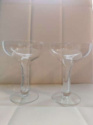 Vintage Champagne Coupe Cocktail Glasses Hollow Bulbous Stem Stemware Barware 2