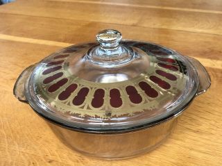 Vtg Anchor Hocking Fire King 9 " Round Glass Ovenware 2 Qt Casserole Dish W/lid