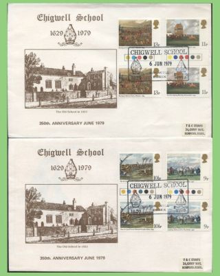 G.  B.  1979 Horse Racing G/p Set On Official Chigwell School First Day Covers,  Chi
