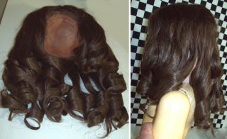 Large Human Hair Wig For 36 " Antique German Or French Doll Ribbon Curls Thick