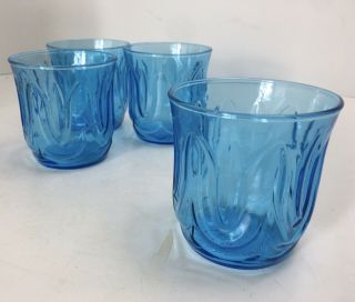 4 Blue Anchor Hocking Colonial Tulip 8 Oz On The Rocks Or Juice Glass Tumbler