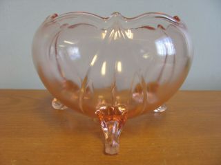 Vintage Pink Depression Glass 3 - Footed 6 Inch Mid Century Candy Dish Bowl Server