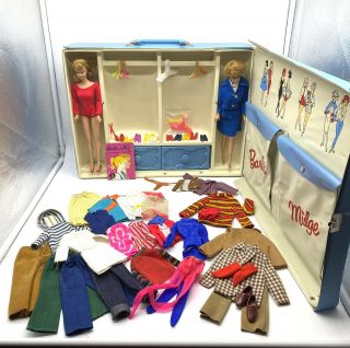 Vintage Barbie Midge Dolls Clothes And Carrying Case