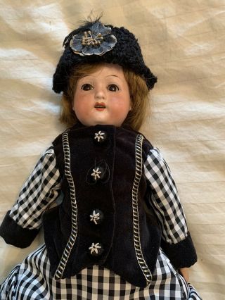 French Fashion Heubach 16” Antique Doll Leather Body Dress. 2