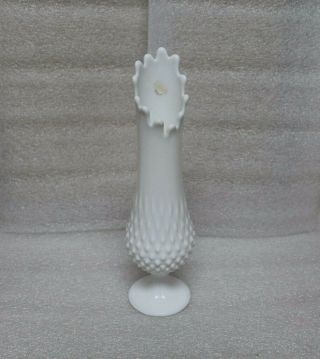 Large 13” Vintage Fenton? Hobnail Swung White Milk Glass Vase Drippy