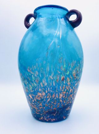 Dale Tiffany Studio Art Glass Milano Favrile Aventurine Amphora Vase 8 " 1990s
