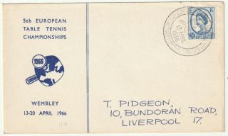 1966 5th European Table Tennis Championship Wembley 13/04/66 Fdc Wembley Pmk