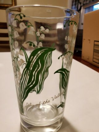 Vintage Lily Of The Valley Peanut Butter Glass Drinking Tumbler Mauzy 5 Inch
