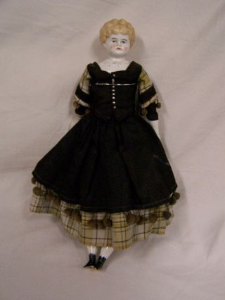 Antique " Dorothy " Hertwig German Porcelain,  China Head Cloth Body Doll 14 " Dress