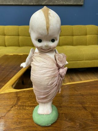 Antique 1920s Carnival Prize Chalkware Kewpie Doll 12”