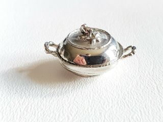 Eugene Kupjack Sterling Silver Dollhouse Miniature Round Covered Serving Bowl