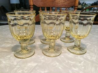 6 - Vintage Wine Goblets Honey Yellow Footed 6 Oz.  Noritake Provincial 4 5/8 " Tall