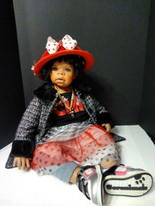 2001 African American Girl Child 26 " Porcelain & Cloth Doll 099/600