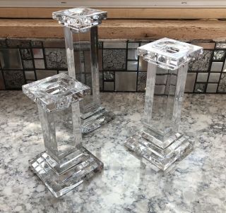 Set Of Two 24 Full Lead Glass Crystal Royal Limited Taper Candle Holders