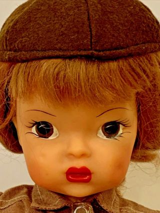 Vintage Terri Lee Doll Very Highly Colored,  Dressed As A Brownie,  Tagged Dress.