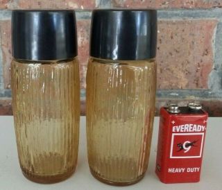 Vintage Amber Glass Salt And Pepper Shakers