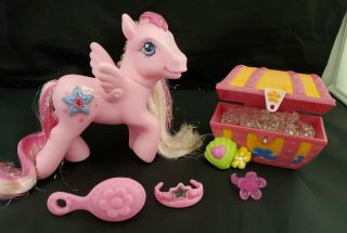 My Little Pony G3 Hidden Treasure Pink Pegasus Treasure Chest Brush Accessories