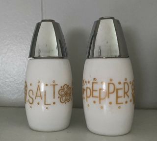 Vintage Gemco Corelle Pyrex Butterfly Gold Salt And Pepper Shaker Set